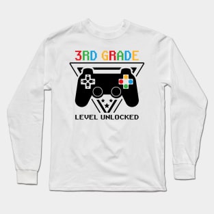 3rd Grade Level Unlocked First Day of School Video Gamer Long Sleeve T-Shirt